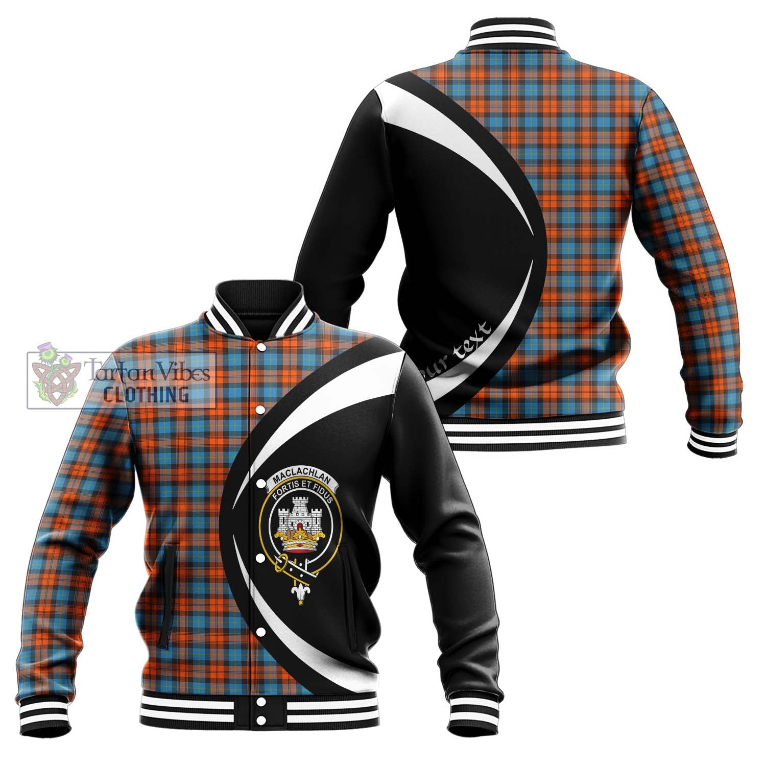 MacLachlan Ancient Tartan Baseball Jacket with Family Crest Circle Style Unisex - Tartan Vibes Clothing