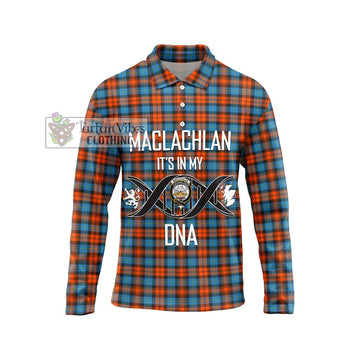 MacLachlan Ancient Tartan Long Sleeve Polo Shirt with Family Crest DNA In Me Style