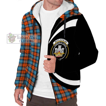 MacLachlan Ancient Tartan Sherpa Hoodie with Family Crest Circle Style