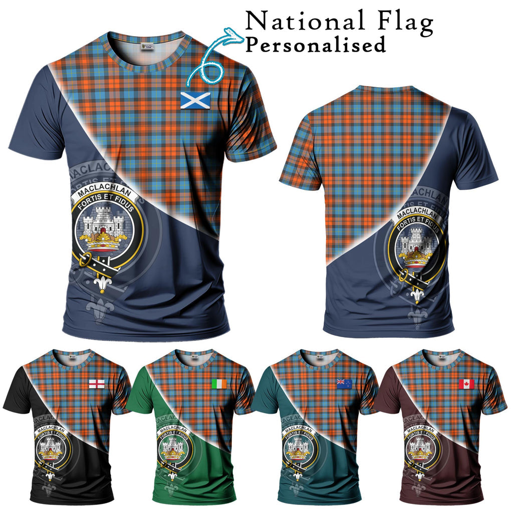 MacLachlan Ancient Tartan T-Shirt with Personalised National Flag and Family Crest Half Style Kid's Shirt - Tartanvibesclothing Shop