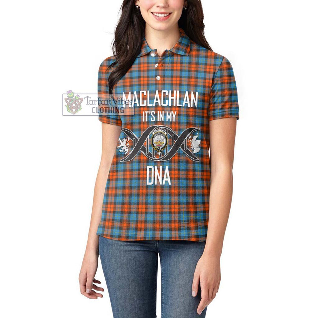 MacLachlan Ancient Tartan Women's Polo Shirt with Family Crest DNA In Me Style Women - Tartanvibesclothing Shop