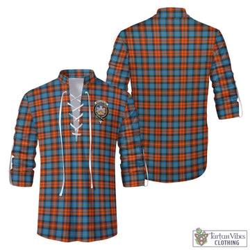 MacLachlan Ancient Tartan Men's Scottish Traditional Jacobite Ghillie Kilt Shirt with Family Crest