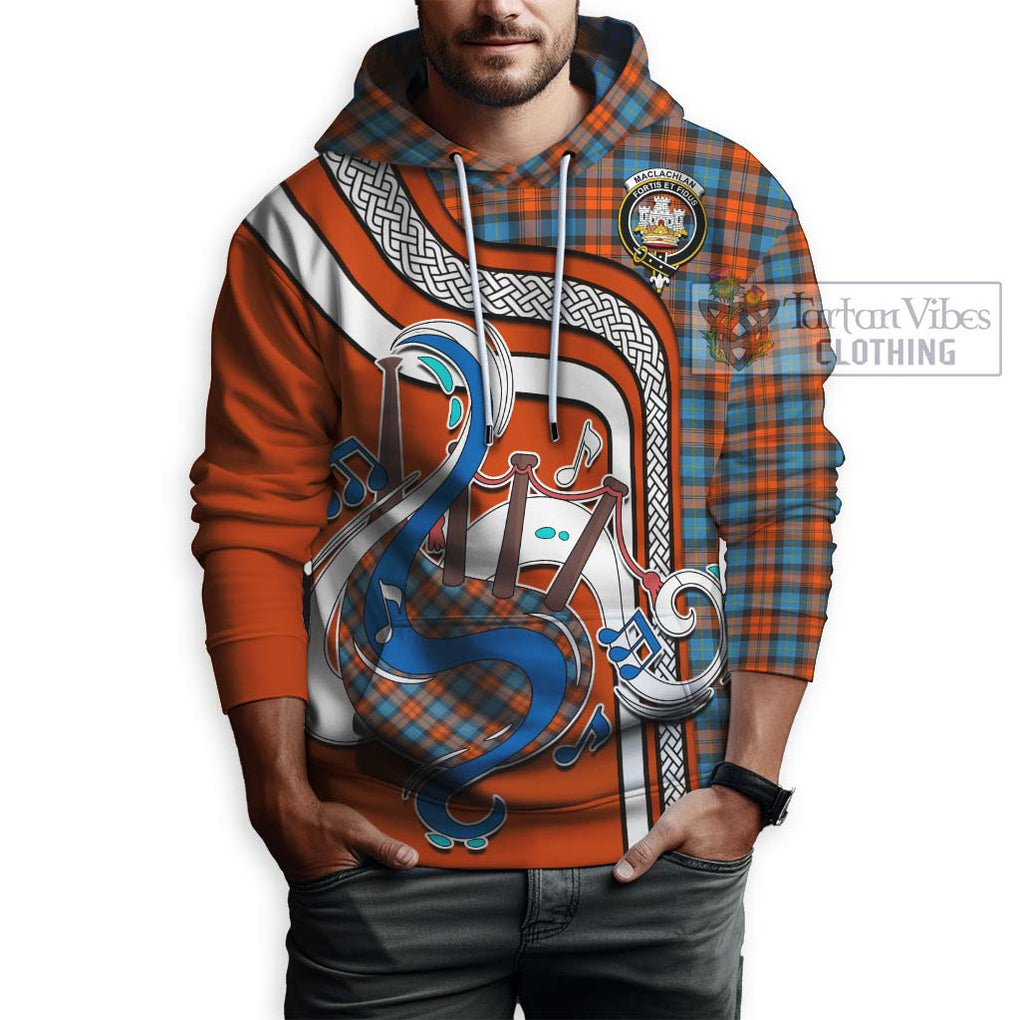 MacLachlan Ancient Tartan Hoodie with Epic Bagpipe Style Zip Hoodie - Tartanvibesclothing Shop