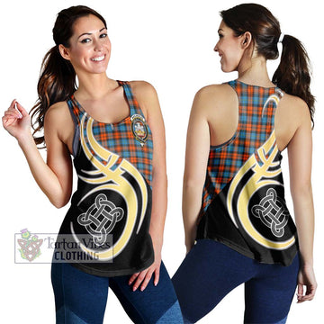 MacLachlan Ancient Tartan Women's Racerback Tanks with Family Crest and Celtic Symbol Style