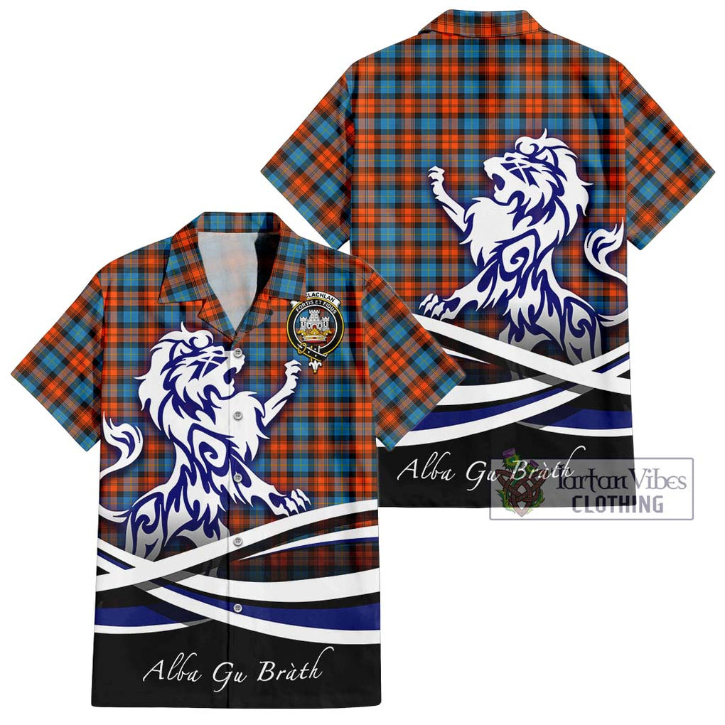 MacLachlan Ancient Tartan Short Sleeve Button Shirt with Alba Gu Brath Regal Lion Emblem Kid - Tartanvibesclothing Shop