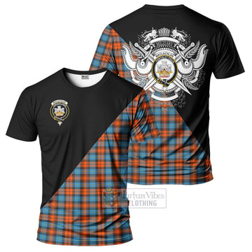 MacLachlan Ancient Tartan T-Shirt with Family Crest and Military Logo Style