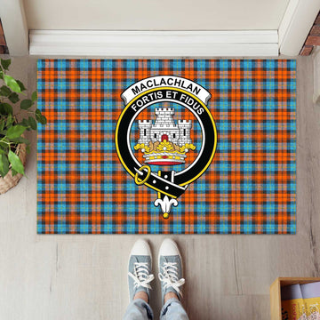 MacLachlan Ancient Tartan Door Mat with Family Crest