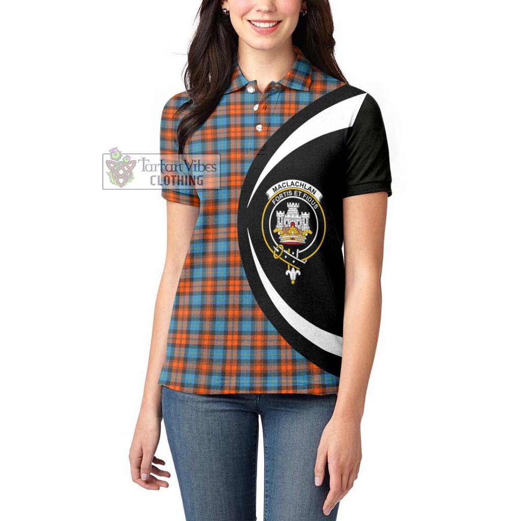 MacLachlan Ancient Tartan Women's Polo Shirt with Family Crest Circle Style - Tartan Vibes Clothing