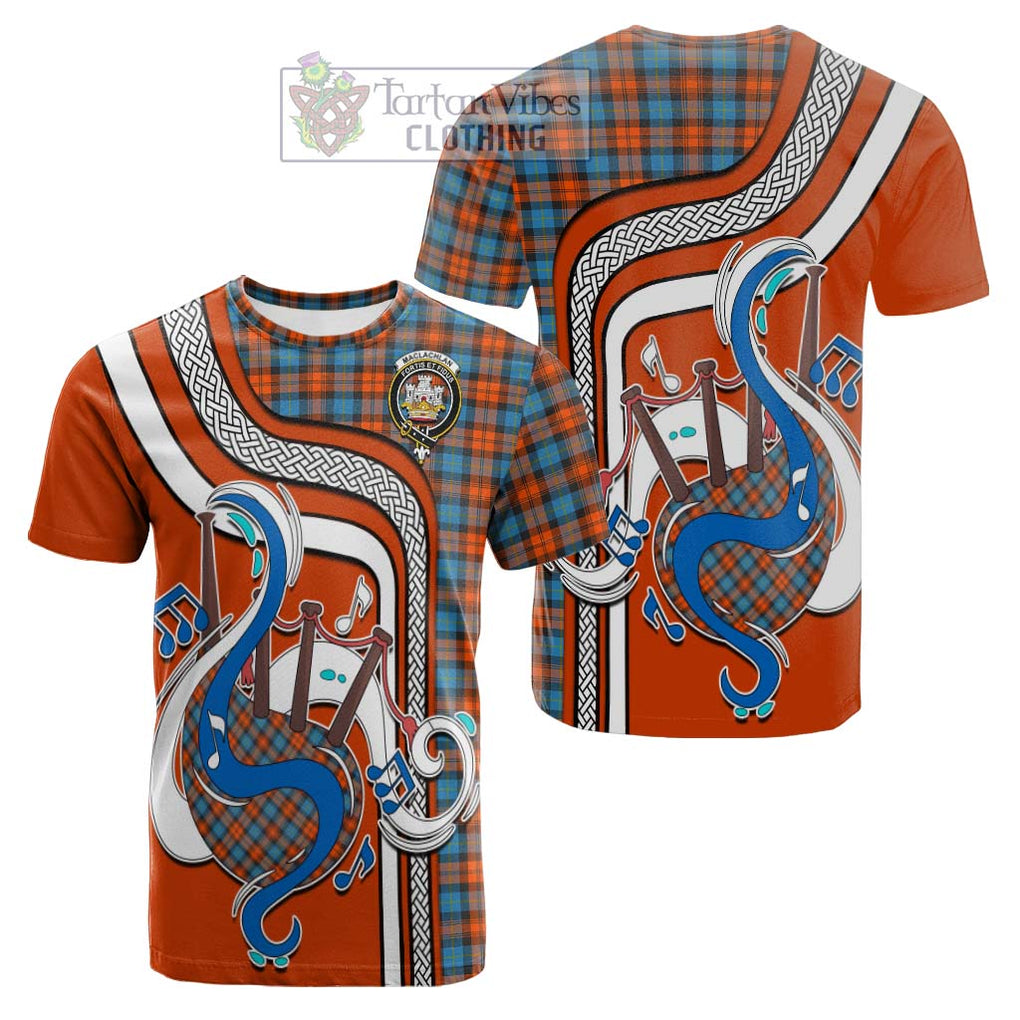 Tartan Vibes Clothing MacLachlan Ancient Tartan Cotton T-shirt with Epic Bagpipe Style