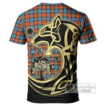 MacLachlan Ancient Tartan T-Shirt with Family Crest Celtic Wolf Style