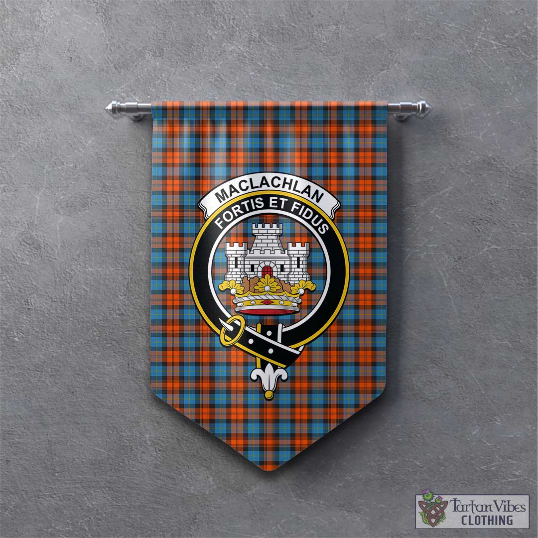 Tartan Vibes Clothing MacLachlan Ancient Tartan Gonfalon, Tartan Banner with Family Crest