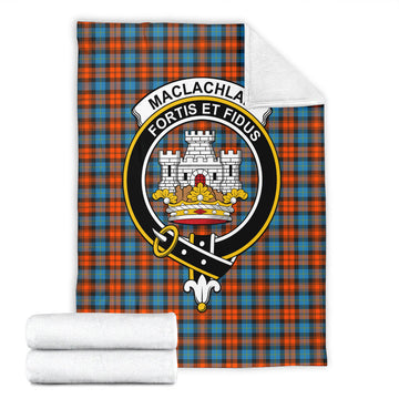 MacLachlan Ancient Tartan Blanket with Family Crest