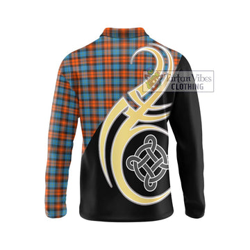 MacLachlan Ancient Tartan Long Sleeve Polo Shirt with Family Crest and Celtic Symbol Style