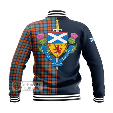 MacLachlan Ancient Tartan Baseball Jacket Alba with Scottish Lion Royal Arm Half Style