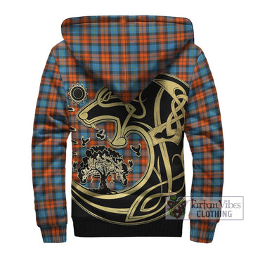 MacLachlan Ancient Tartan Sherpa Hoodie with Family Crest Celtic Wolf Style