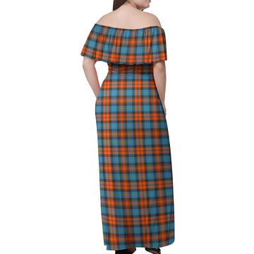 MacLachlan Ancient Tartan Off Shoulder Long Dress