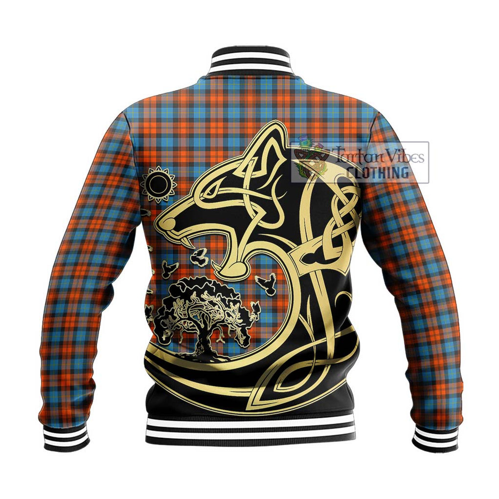 MacLachlan Ancient Tartan Baseball Jacket with Family Crest Celtic Wolf Style - Tartan Vibes Clothing