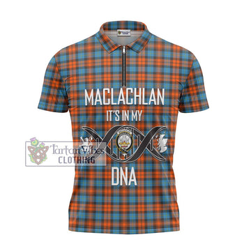 MacLachlan Ancient Tartan Zipper Polo Shirt with Family Crest DNA In Me Style