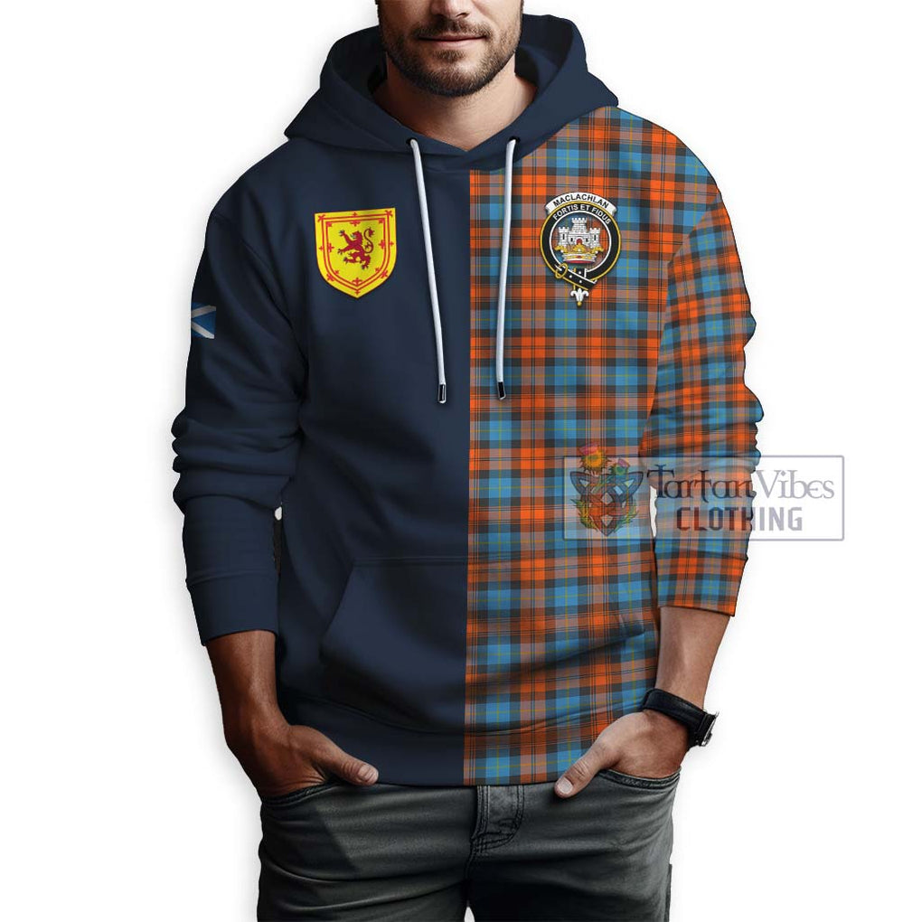 Tartan Vibes Clothing MacLachlan Ancient Tartan Hoodie with Scottish Lion Royal Arm Half Style