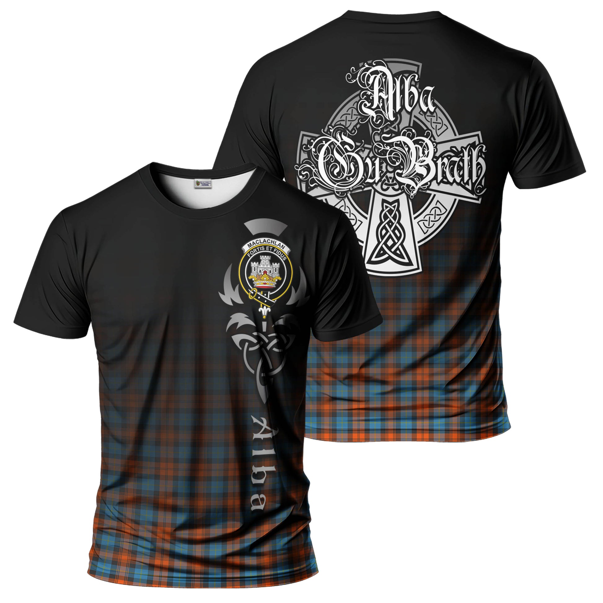 Tartan Vibes Clothing MacLachlan Ancient Tartan T-Shirt Featuring Alba Gu Brath Family Crest Celtic Inspired