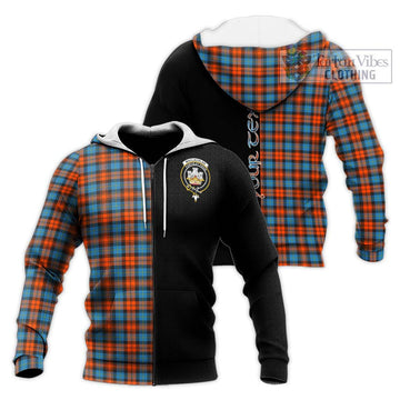 MacLachlan Ancient Tartan Knitted Hoodie with Family Crest and Half Of Me Style