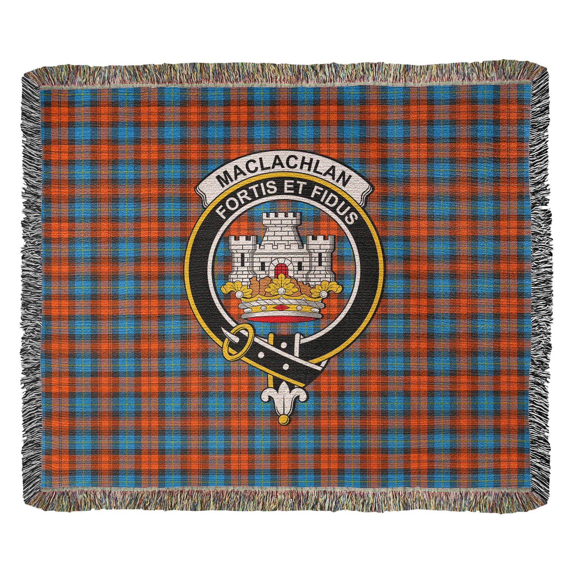 MacLachlan Ancient Tartan Woven Blanket with Family Crest – Tartan ...