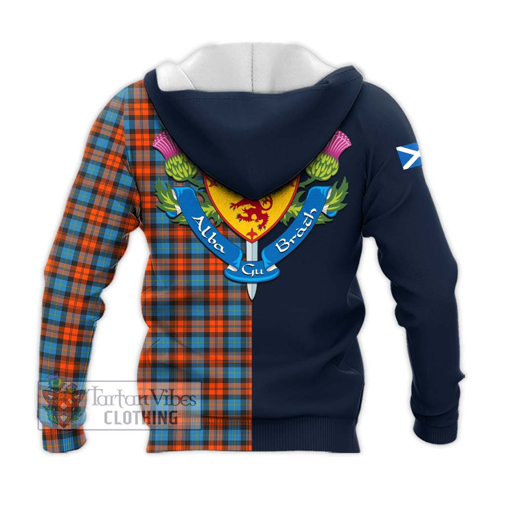 Tartan Vibes Clothing MacLachlan Ancient Tartan Knitted Hoodie with Scottish Lion Royal Arm Half Style