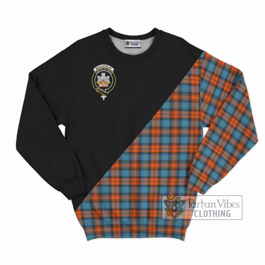 MacLachlan Ancient Tartan Sweatshirt with Family Crest and Military Logo Style - Tartanvibesclothing Shop