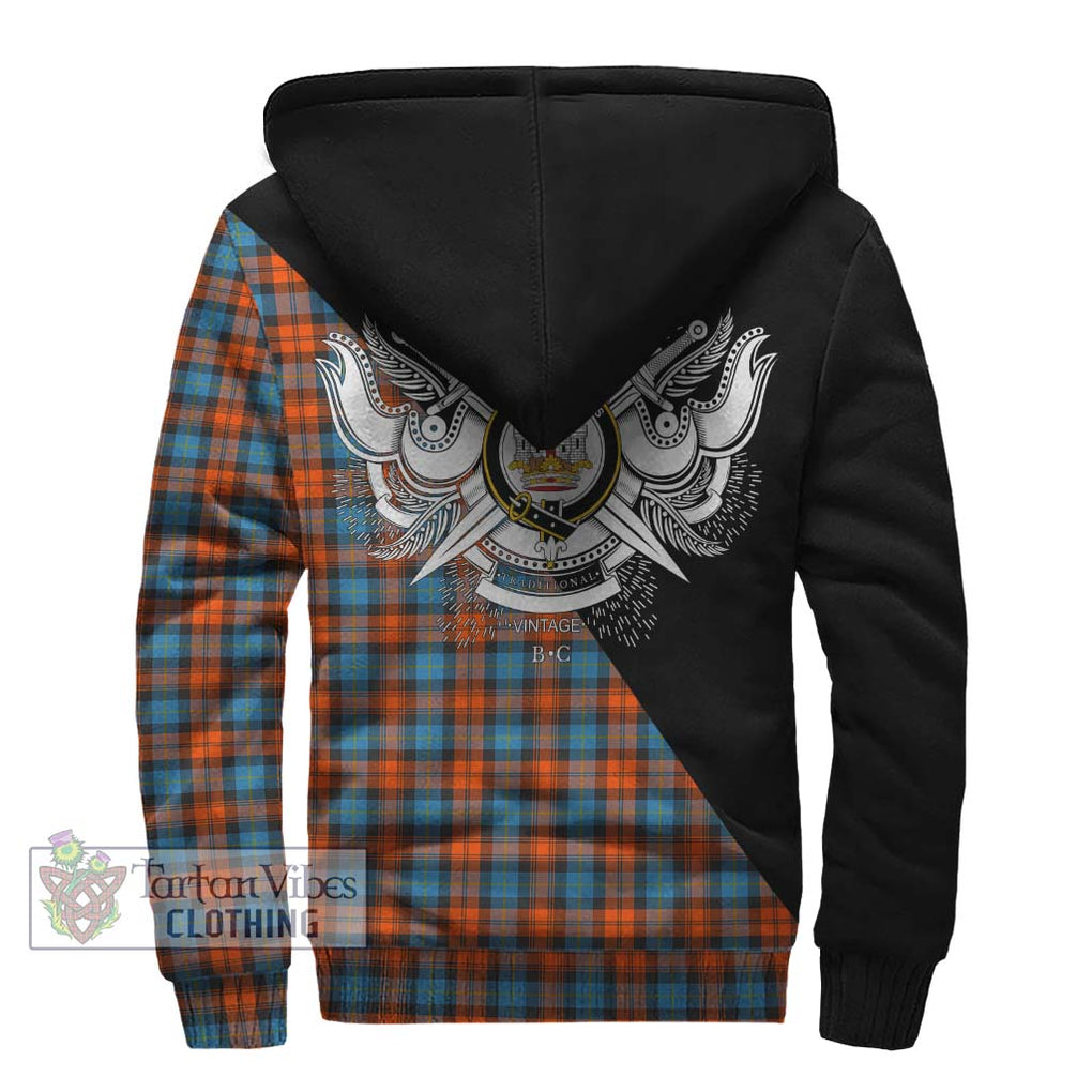 MacLachlan Ancient Tartan Sherpa Hoodie with Family Crest and Military Logo Style - Tartanvibesclothing Shop