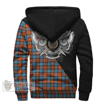 MacLachlan Ancient Tartan Sherpa Hoodie with Family Crest and Military Logo Style