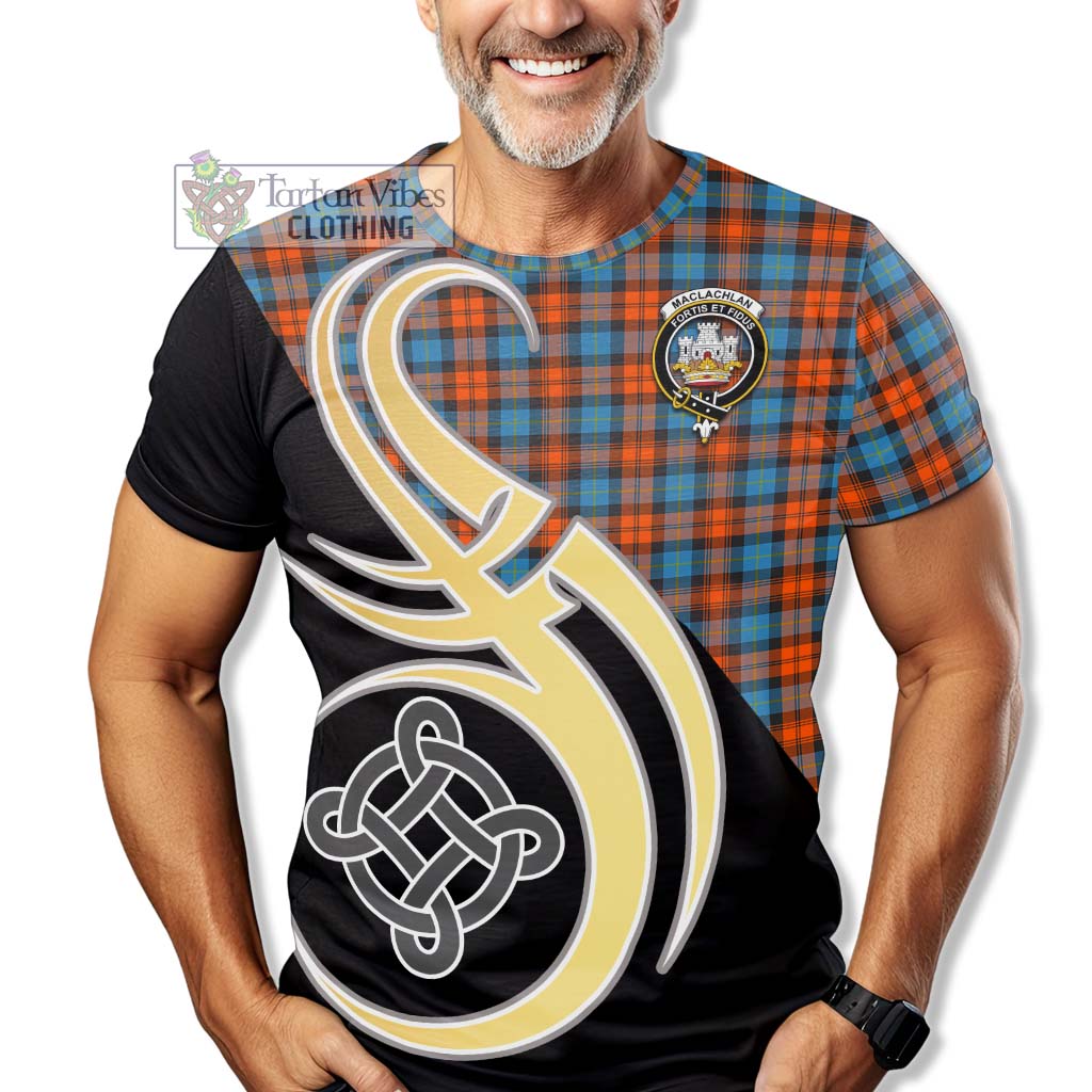 Tartan Vibes Clothing MacLachlan Ancient Tartan T-Shirt with Family Crest and Celtic Symbol Style