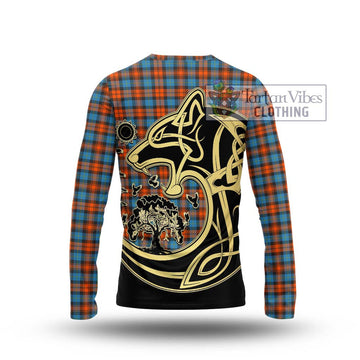 MacLachlan Ancient Tartan Long Sleeve T-Shirt with Family Crest Celtic Wolf Style