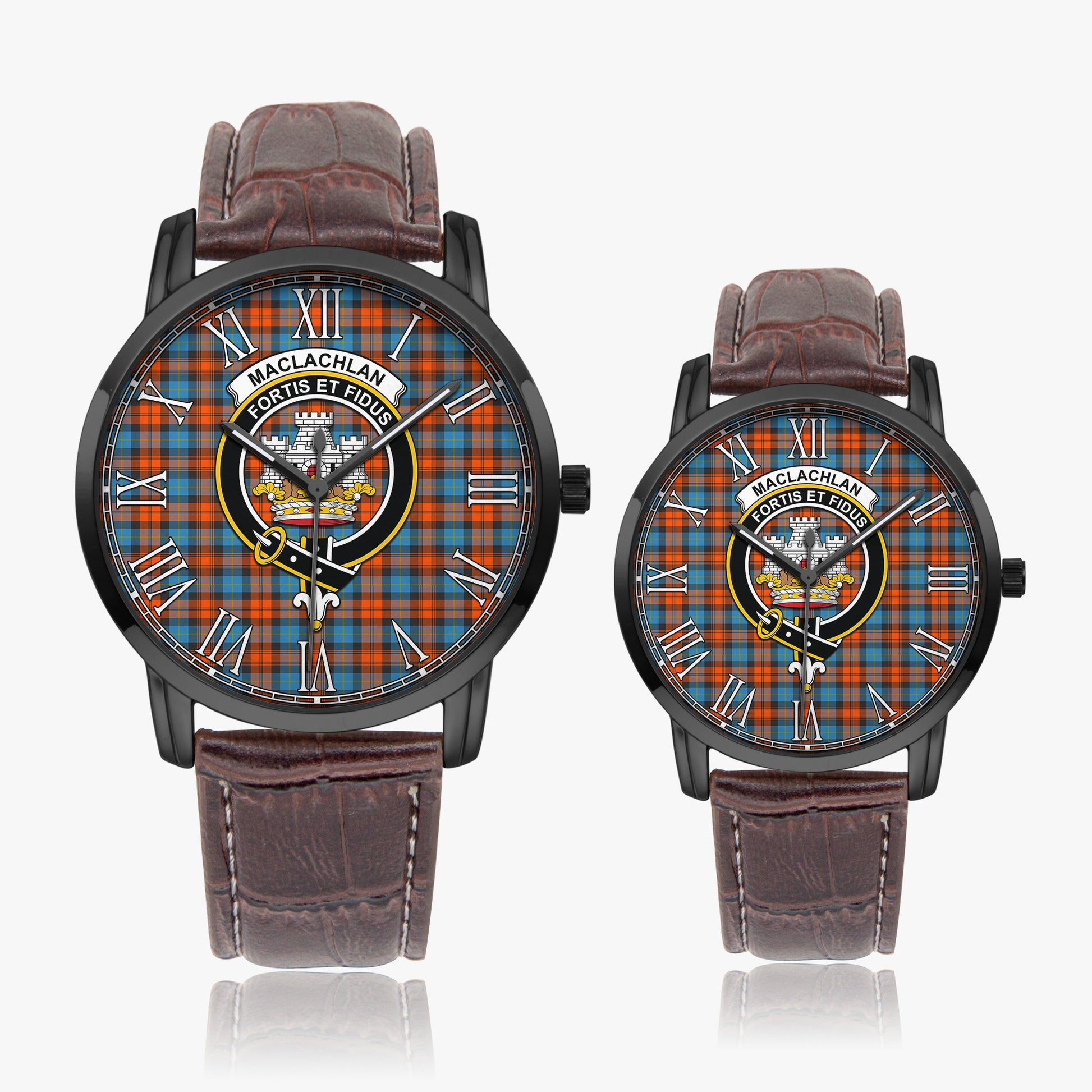 MacLachlan Ancient Tartan Family Crest Leather Strap Quartz Watch - Tartanvibesclothing