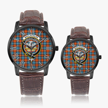 MacLachlan Ancient Tartan Family Crest Leather Strap Quartz Watch