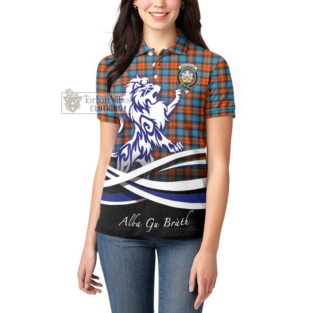 MacLachlan Ancient Tartan Women's Polo Shirt with Alba Gu Brath Regal Lion Emblem - Tartanvibesclothing Shop