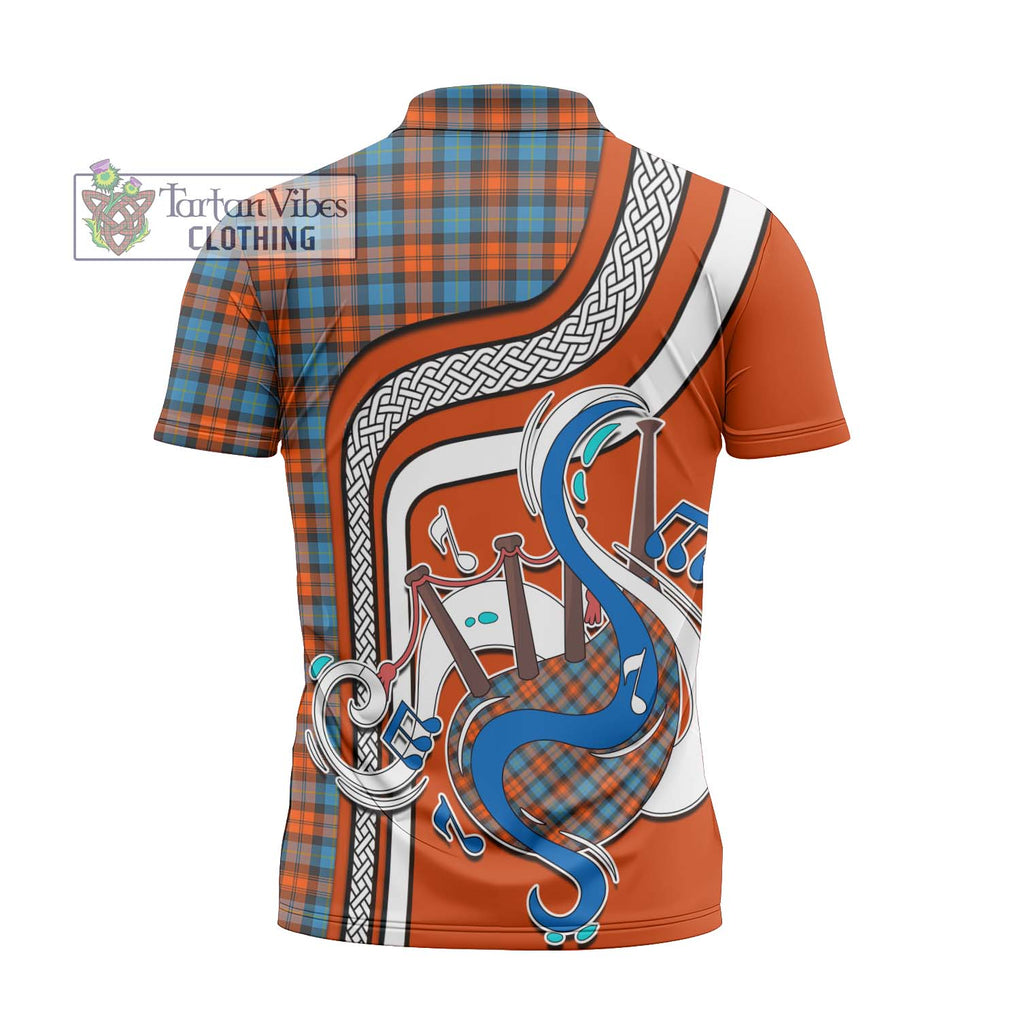 MacLachlan Ancient Tartan Zipper Polo Shirt with Epic Bagpipe Style - Tartanvibesclothing Shop