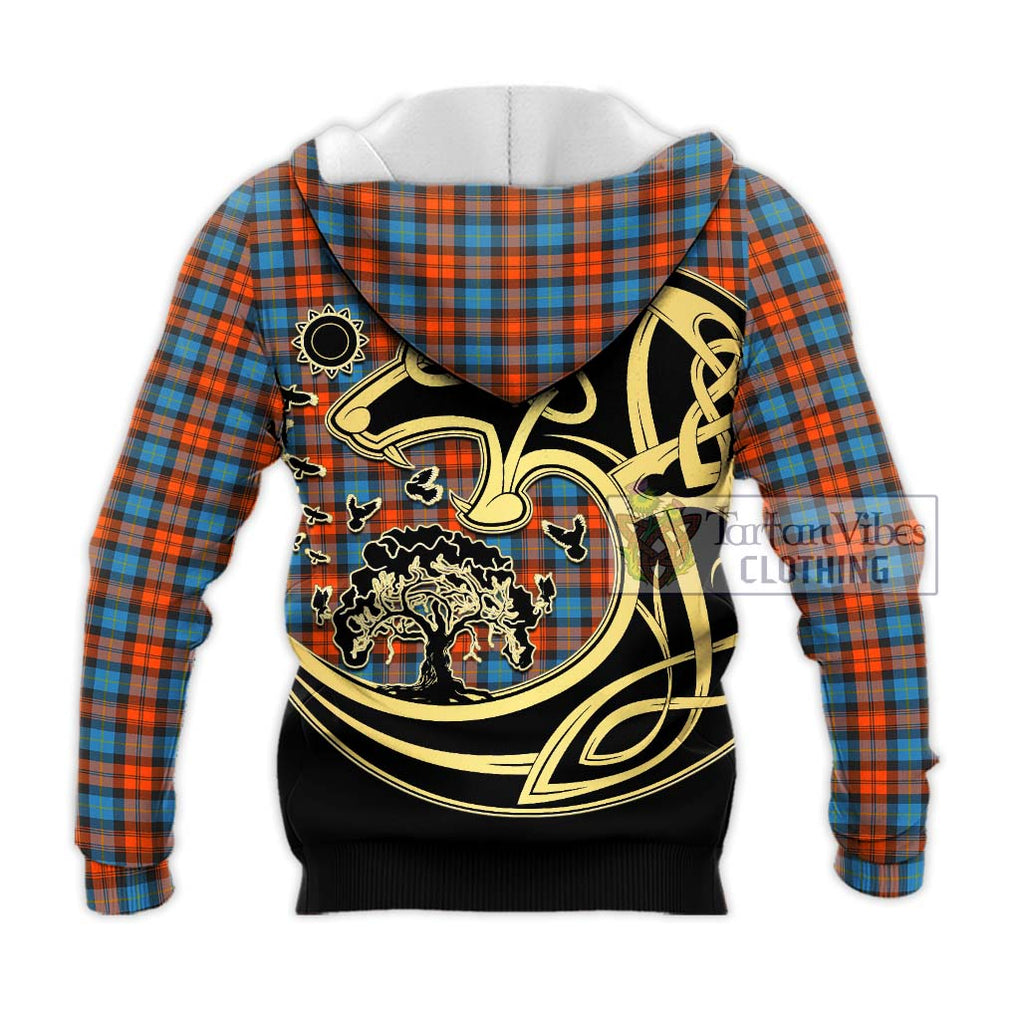 MacLachlan Ancient Tartan Knitted Hoodie with Family Crest Celtic Wolf Style - Tartan Vibes Clothing