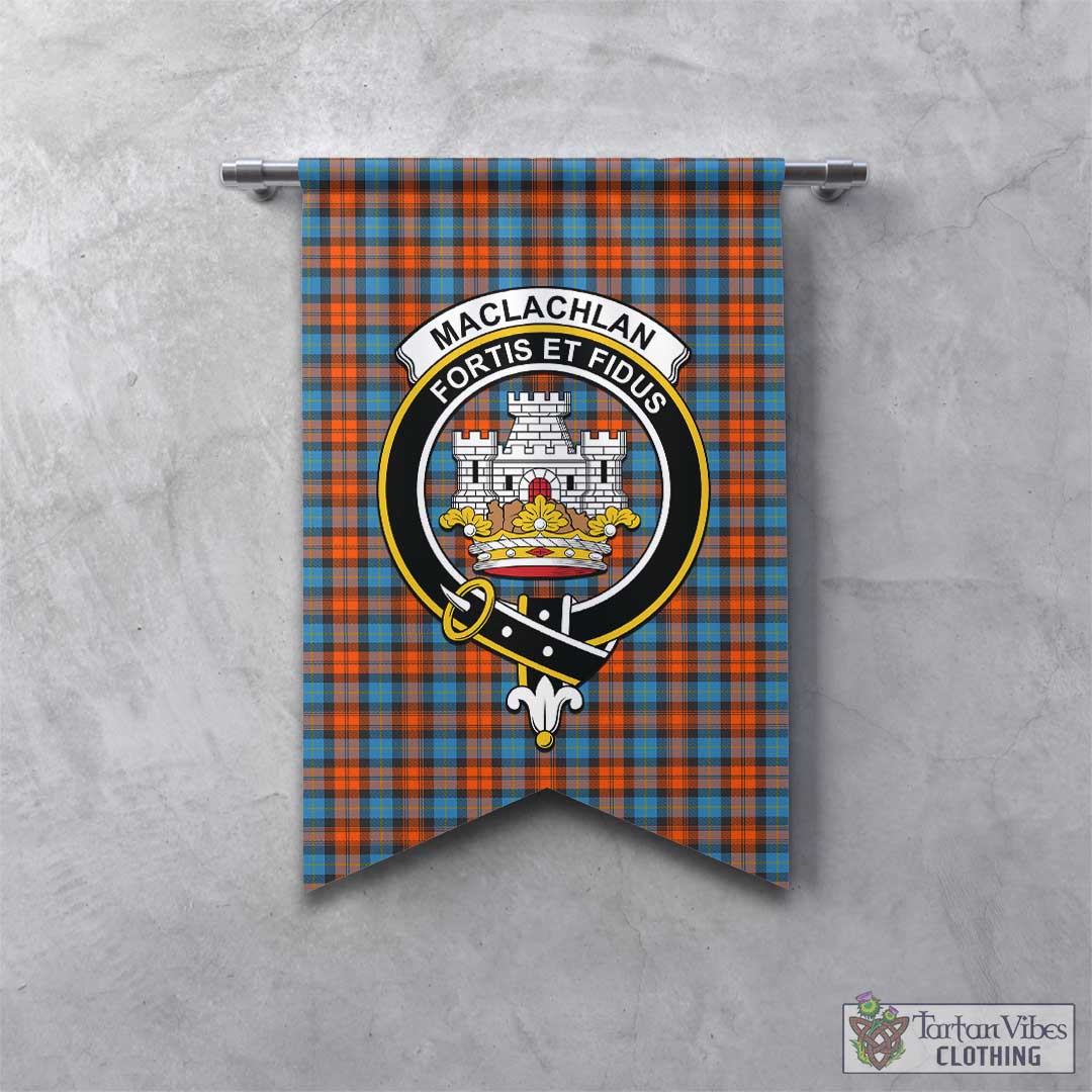 Tartan Vibes Clothing MacLachlan Ancient Tartan Gonfalon, Tartan Banner with Family Crest