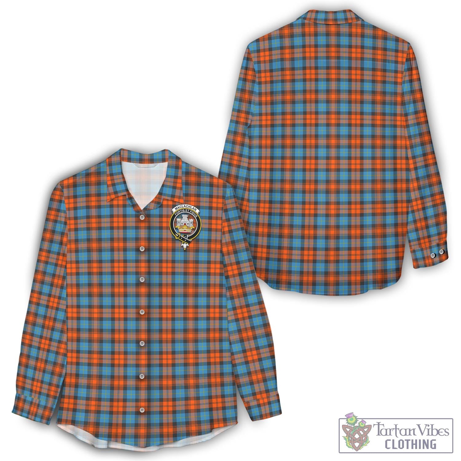 Tartan Vibes Clothing MacLachlan Ancient Tartan Womens Casual Shirt with Family Crest