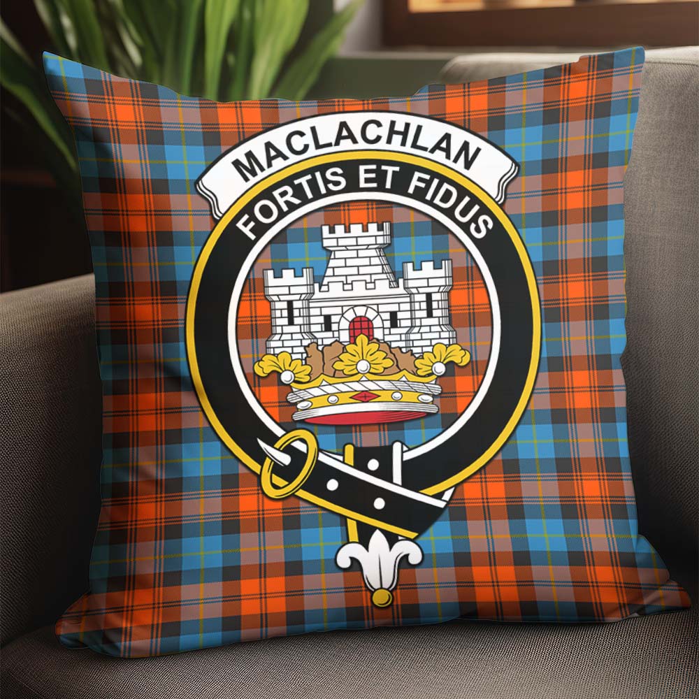 MacLachlan Ancient Tartan Pillow Cover with Family Crest - Tartanvibesclothing