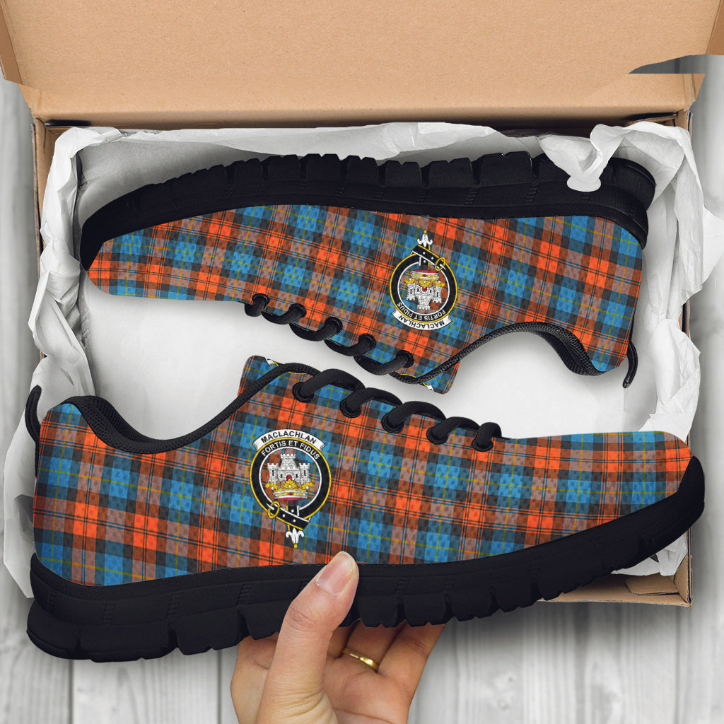 MacLachlan Ancient Tartan Sneakers with Family Crest - Tartan Vibes Clothing