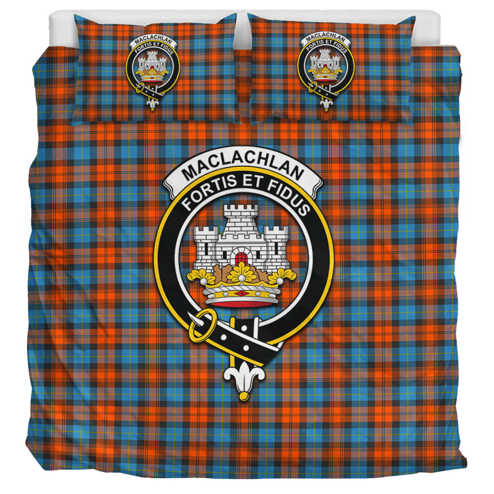 MacLachlan Ancient Tartan Bedding Set with Family Crest UK Bedding Set UK Super King 104*94 inch - Tartan Vibes Clothing