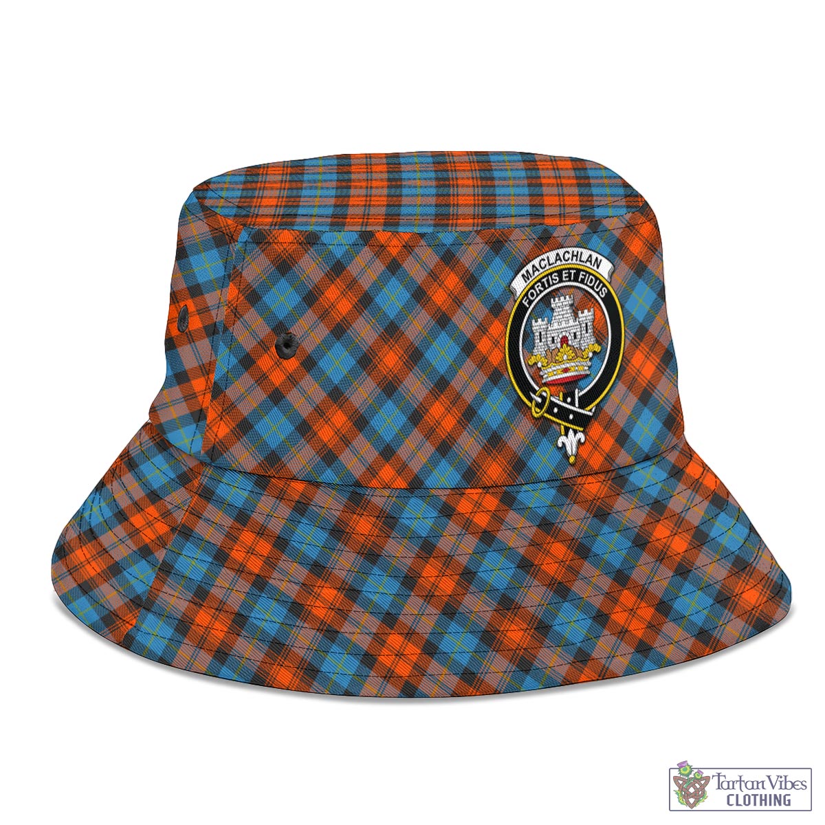 Tartan Vibes Clothing MacLachlan Ancient Tartan Bucket Hat with Family Crest