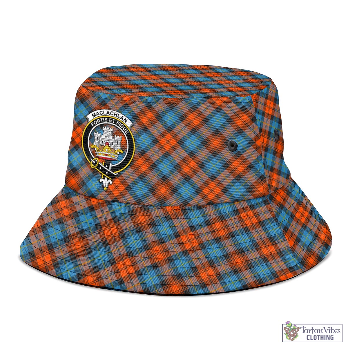 Tartan Vibes Clothing MacLachlan Ancient Tartan Bucket Hat with Family Crest