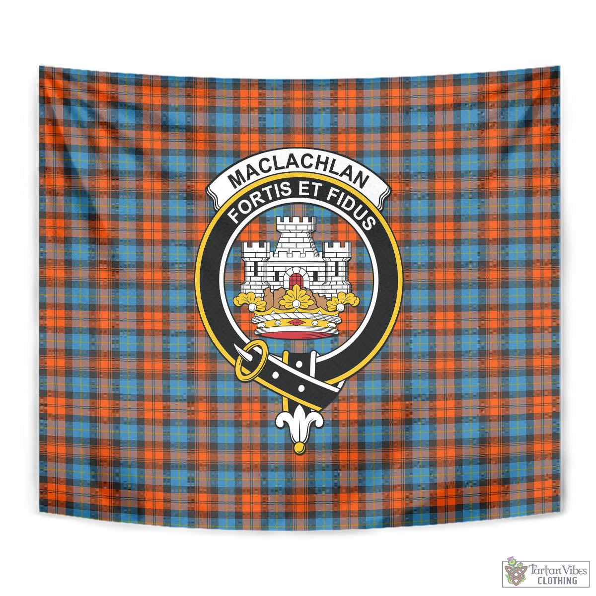 Tartan Vibes Clothing MacLachlan Ancient Tartan Tapestry Wall Hanging and Home Decor for Room with Family Crest