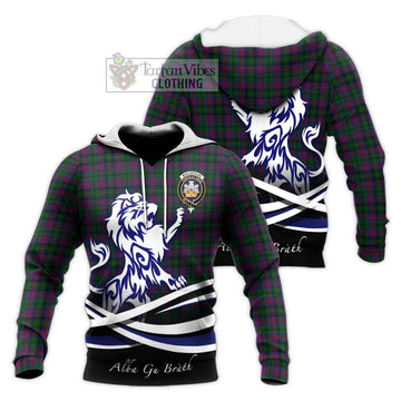 MacLachlan Hunting Tartan Knitted Hoodie with Alba Gu Brath Regal Lion Emblem