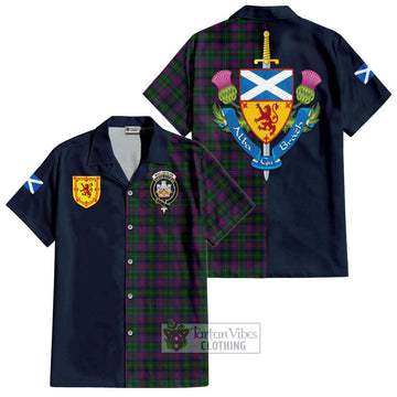 MacLachlan Hunting Tartan Short Sleeve Button Shirt Alba with Scottish Lion Royal Arm Half Style