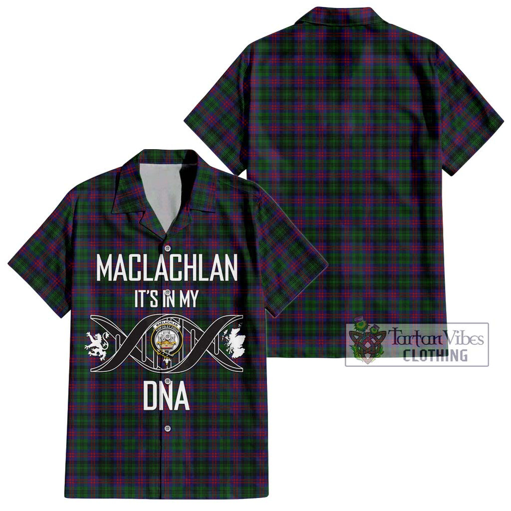 MacLachlan Hunting Tartan Short Sleeve Button Shirt with Family Crest DNA In Me Style Kid - Tartanvibesclothing Shop