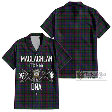 MacLachlan Hunting Tartan Short Sleeve Button Shirt with Family Crest DNA In Me Style