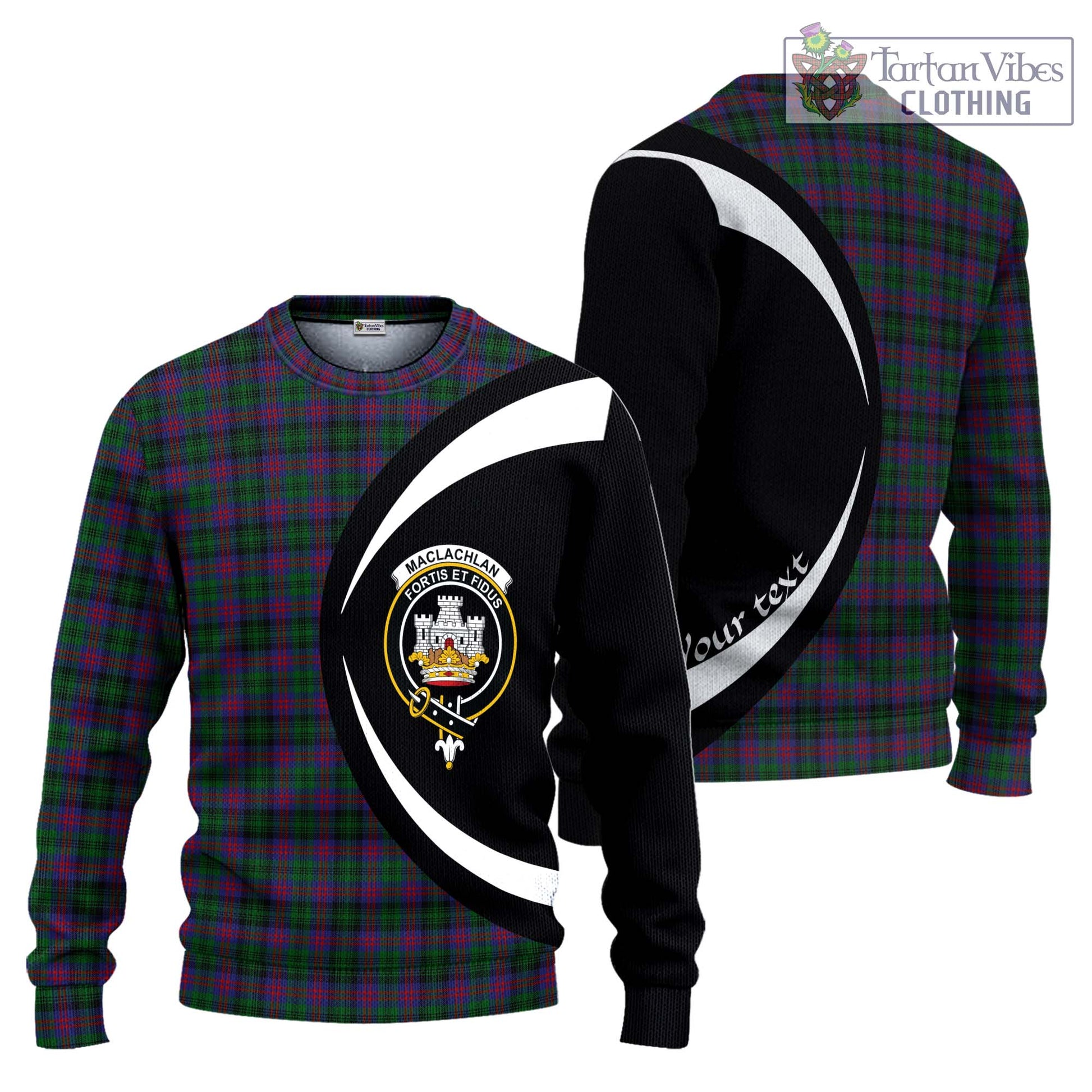 MacLachlan Hunting Tartan Knitted Sweater with Family Crest Circle Style Unisex - Tartan Vibes Clothing